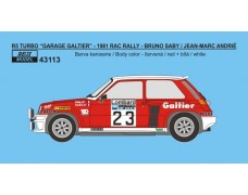 Decal – Renault 5 Turbo - 1981 RAC Rallye - Saby / Andrié 1/43